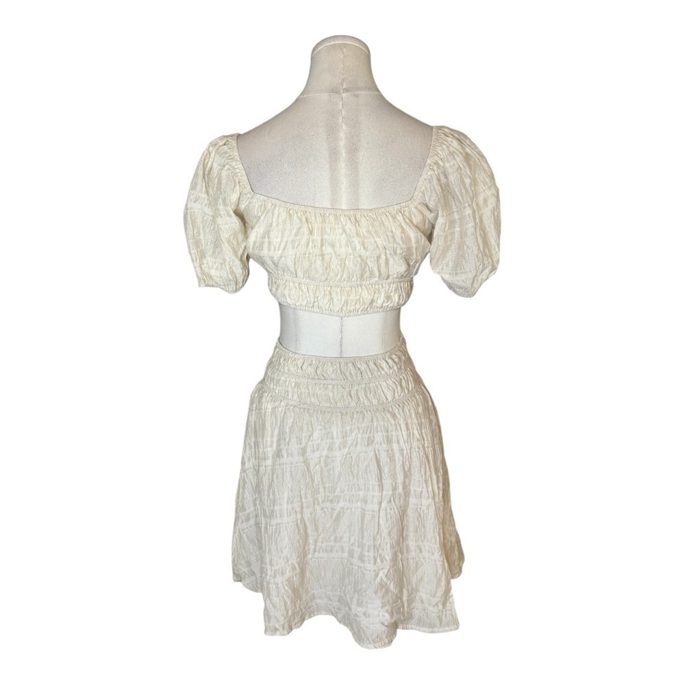 SABO‎ Cream Ivory Puff Sleeve Mini Dress XS Sun Sundress Boho Country Concert - Picture 4 of 9